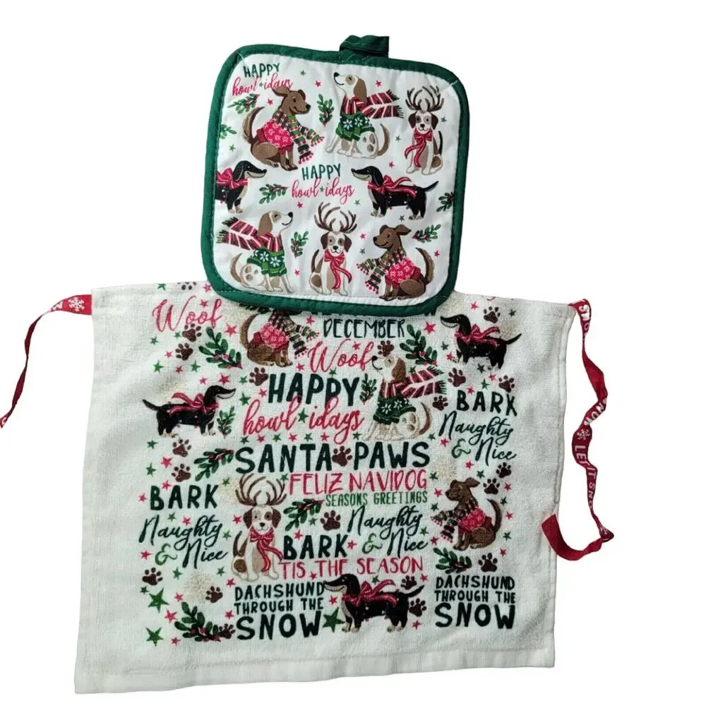 Child Holiday Christmas Apron Santa Paws Baking Hand Made